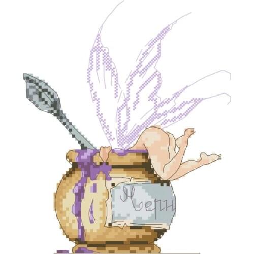 Fairy in a crock cross stitch package 18ct 14ct 11ct cloth cotton thread embroidery DIY handmade needlework