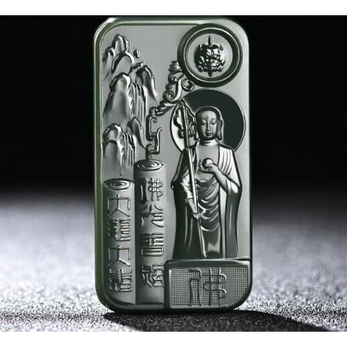 Natural authentic hetian green jade pendant black jade guanyin handcarved jadeite jade necklace pendants real jade jewelry