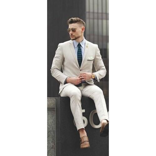 Latest Coat Pant Designs Ivory White Men Suit Casual Terno Slim Fit Skinny Simple Custom Made Blazer 2 Piece Tuxedo Masculino 7