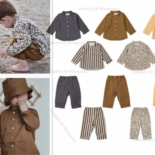 New Autumn 2021Konges S Brand Baby Shirts and Pants For Toddler Boys Girls Printed Long Sleeve Shirts Outwear Clothes For Child