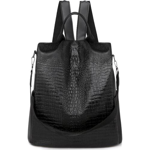New womens backpack crocodile soft leather backpack designer bag