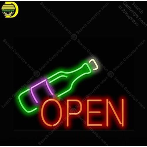 Wine Bottle Open Neon Bulbs Sign Real Glass Tube Handcraft light Sign Recreation Hotel Iconic Sign Neon Lights anuncio luminoso