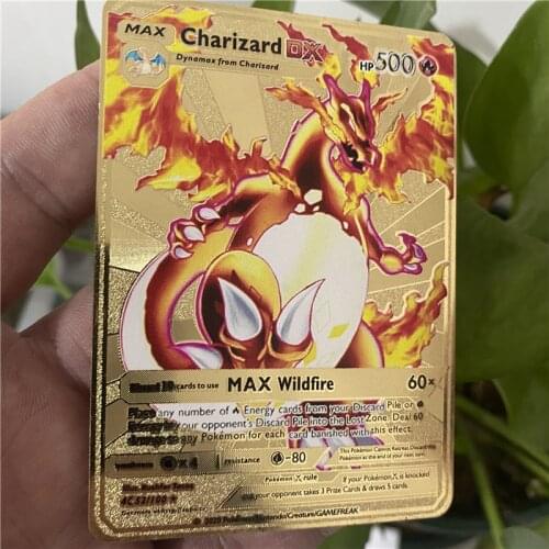 HOT Game Anime Battle Gold Metal Pokemon V VMAX GX EX Card Charizard Pikachu Collection Card Action Figure Model Child Toy Gift