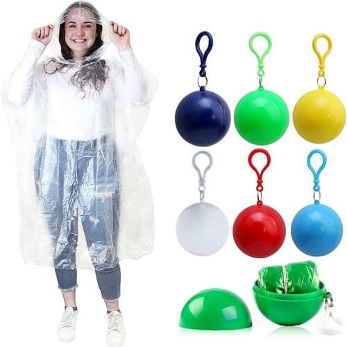 Portable Raincoat Disposable Portable Rain Jacket Poncho Unisex Rainwear Keyring Ball for Travel Hiking Camp Fishing