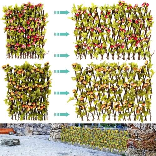 Expandable Fence Stretchable Patio Party Home Decoration Foliage Privacy Outdoor Garden Balcony Fence Faux Plant Flower Fence