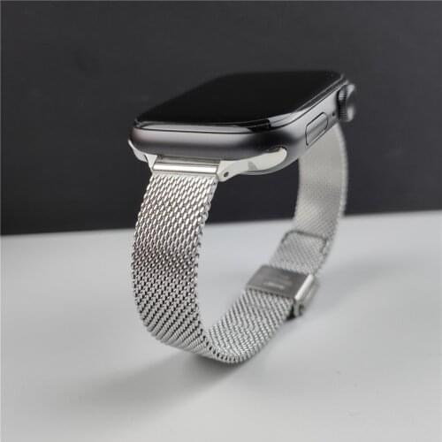 Narrow Small Band for Apple Watch SE/6/5/4/3/2/1 Bands Stainless Steel Mesh Wristband Loop Strap for iWatch 40mm 44mm 38mm 42mm