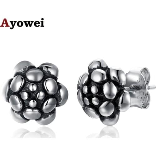 925 sterling silver created Pink vintage flower for girl pure silver jewelry earring 1,66G SE15A