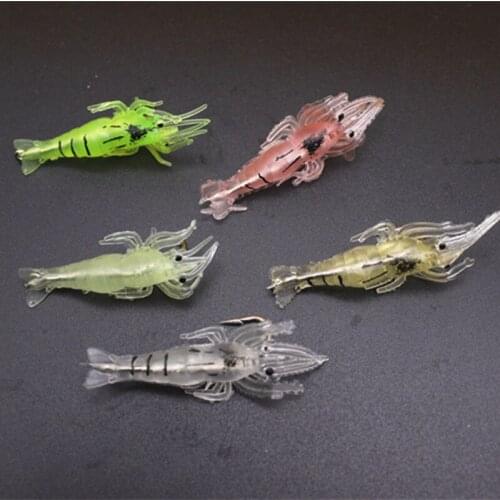 Luminous Shrimp Silicone Artificial Bait Simulation Soft Prawn with Hooks Carp Wobbler for Fishing Tackle/Lure/Accessories Sea
