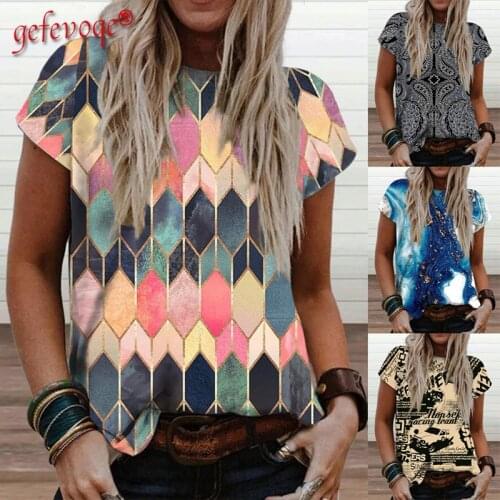 Vintage Feather Print Tunic Tops Summer Women Casual Short Sleeve Plus Size Harajuku T Shirt Female Clothing Tees Mujer Camiseta