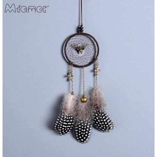 Vintage Handmade Dreamcatcher With Alloy Elk & Small Bells Car & Bar & Home Wall Hanging Pendat Decor Ornament AMOR09853