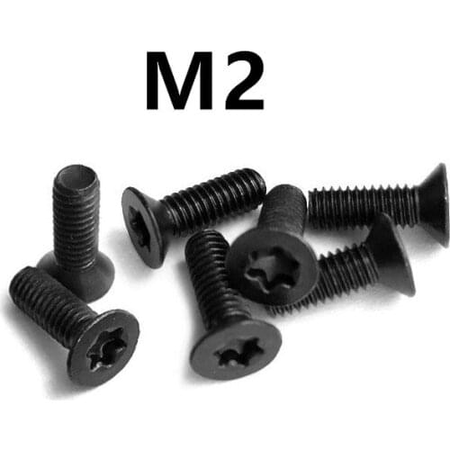 200pcs/lot M2x3/4/5/6/8/10/12/14/16mm GB2673 Black 304 Stainless steel countersunk head torx screw flat six-lobe machine screws