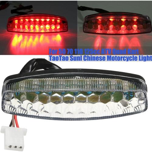 1Pc 12V Motorbike Rear Tail Lamp Red 18 LED 3 Wire Plug Brake Light For 50 70 110 125cc ATV Quad Kart TaoTao Sunl Chinese Motor