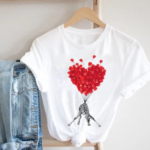 Women Love Animal Mujer Camisetas Valentines Day Spring Summer Fashion Clothes Print Tee Top Tshirt Female Graphic T-shirt