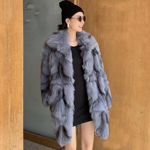 Real Fox Fur Parka Women Jacket Detachable Fur Coat Fashion Slim Fit Outwear 2020 New Hot Sale