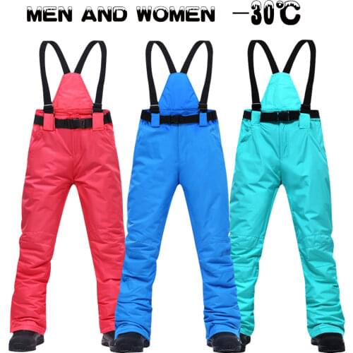 Women Ski Pants Brands New Outdoor Sports High Quality Suspenders Trousers Men Windproof Waterproof Warm Winter Snow Snowboard