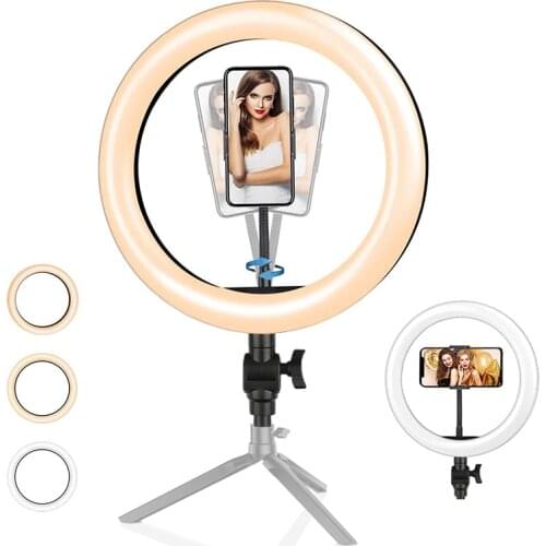 10 Inch LED Ring Tricolor Fill Light For Selfie Makeup Photography Video Live Lamp Recording Video Lights