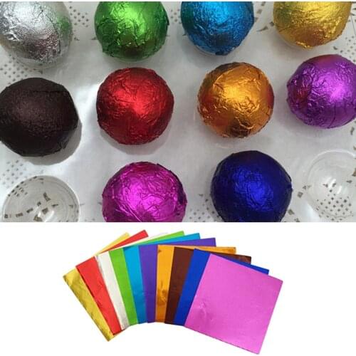 100pcs Chocolate Cute For Sweets Package 100pcs Foil Candy Paper Aluminum Wrappers 10 Colors Christmas Party Birthday Decor