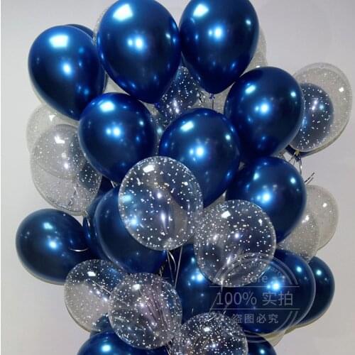 20pcs12-inch Ink-blue Transparent Star Latex Balloon Happy Birthday 2.2g Pink White Helium Balloon Wedding Party Decor Supplies