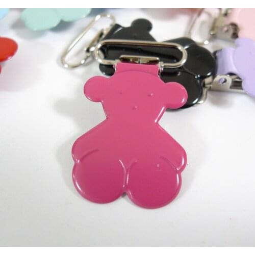 25PCS 1" 25mm #08 HOT PINK Color Teddy Bear Suspender Clips Pacifier Holder Clips