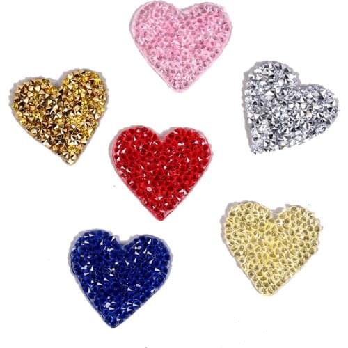 3.5cm 3D Love Heart Rhinestone Motif Iron on Patches Applique for Heat Transfer Clothing Shoe Bag DIY iron patches for clothing