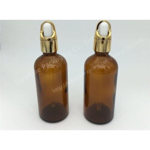 500PCS 100ml Refillable Bottles Amber Glass Liquid Reagent Pipette Bottle Eye Dropper Drop Aromatherapy