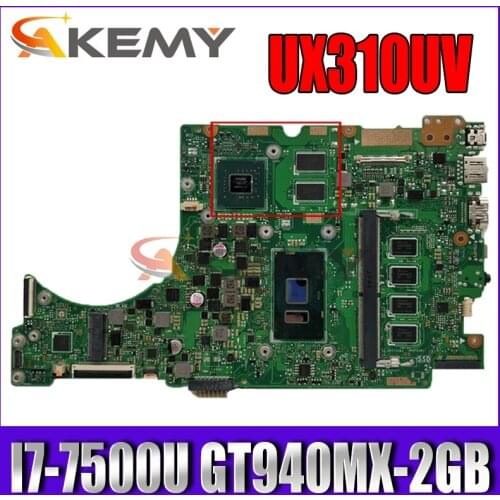 Akemy UX310UV Laptop motherboard for ASUS UX410UQK (14 inch) UX410U UX310U original mainboard 4GB-RAM I7-7500U GT940MX-2GB