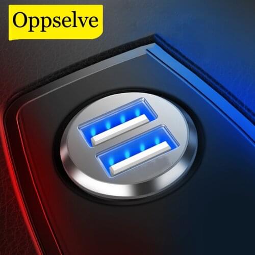 Oppselve Car Charger Mini Dual USB Car Charger Car-styling USB Charger For Phone 2 Port Car-Charger For iPhone X 11 12 7 Samsung