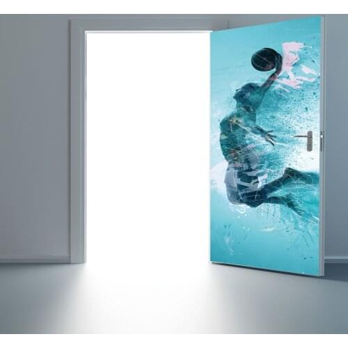 Dunk Basketball Men Door Stickers Self Adhesive Home Art Door Decoration Mural Boys Bedroom DIY Door Decal Peel and Sticker New