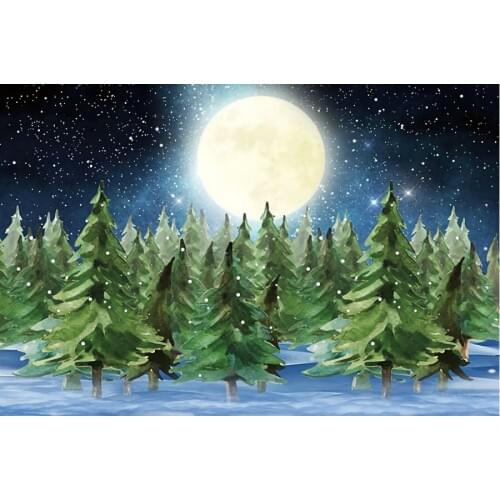 White Moon Forest Scenery Party Photography Backdrop Baby Shower Natural Room Decor Photo Booth Studio Prop