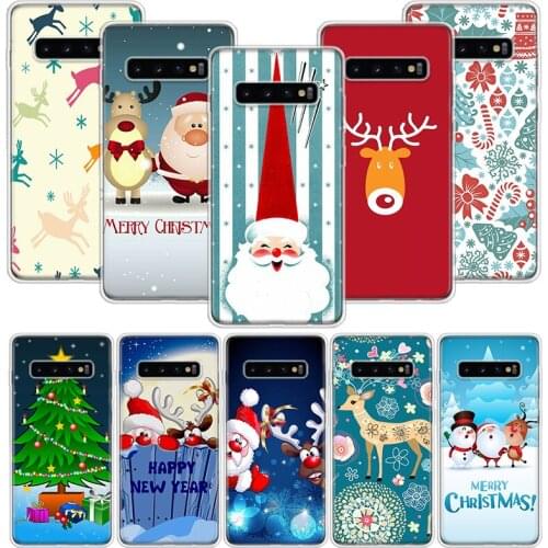 Merry Christmas New Year elk snowma Phone Case For Samsung Galaxy S10 S20 S21 S9 S8 S7 Note 10 20 9 8 FE J4 J6 Ultra Plus Lite P