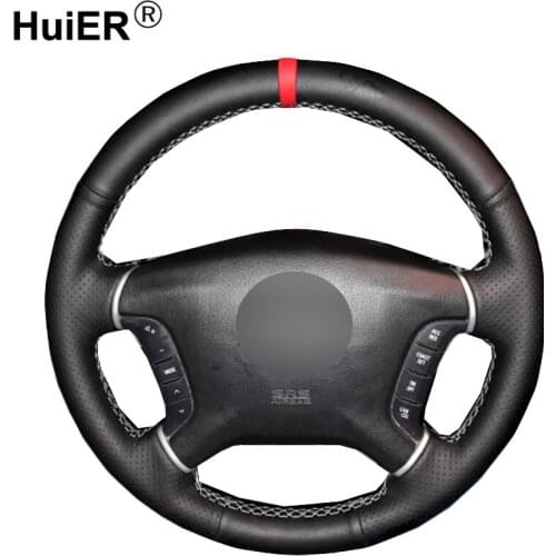 Hand Sewing Car Steering Wheel Cover Red Marker For Mitsubishi Pajero 2007-2017 2018 2019 Galant 2008-2011 2012 Zinger 2008-2011