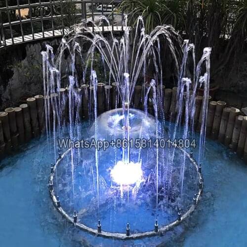 Garden fish pond SS feature fountain,with LED color lights mushroom sprinkler head fountain,waterscape equipment