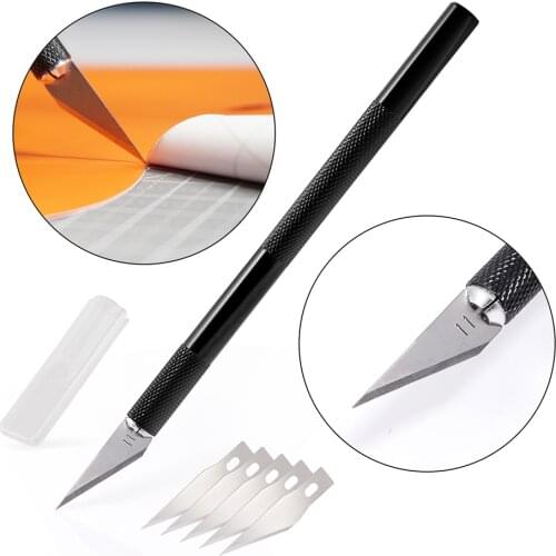 FOSHIO Metal Carving Scalpel Art Knife Car Sticker Vinyl Film Wrap Paper Engraving Cutting Craft Knife+5pcs Blade DIY Hand Tool
