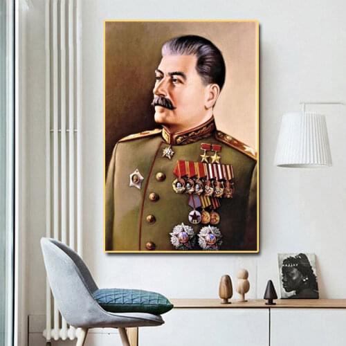 HD Printing Joseph Stalin And Tsar Nicholas II of Russia Portrait Poster Canvas Painting For Living Room Home Wall Decoration Ar