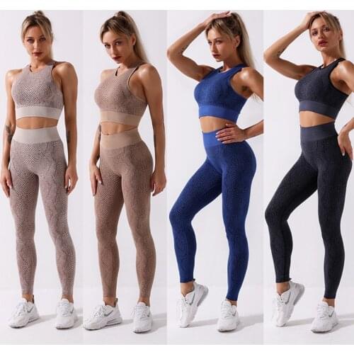 Printed Women Yoga Sets 2 Pieces Gym Wear Suit Sports Bra Pants Seamless Legging Fitness Outfits Running Clothing Wokout,ZF702