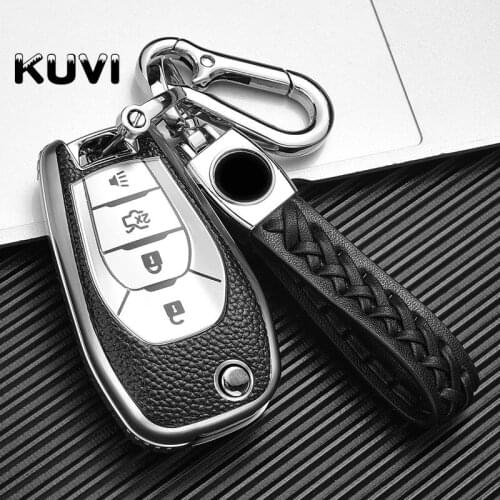 Leather Car Key Case Cover For Chevrolet Cruze Spark Camaro Aveo Volt Bolt Malibu Trax Remote Key Shell Holder Fob Accessories