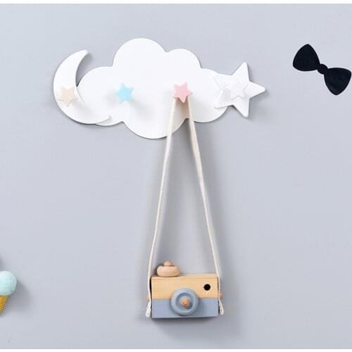 Clothes Hooks Creative Star Moon Cloud Shape Nail-free Wall Hanger Kids Room Decorative Key Hanging Hanger Kitchen Storage Hook