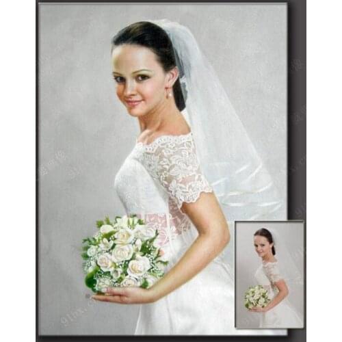 TOP ART customize service custom bridegroom wedding picture oil painting--hand painted 24x36 inch- best wedding present