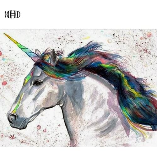 MHD DIY full square/round Diamond Painting Cross Stitch Kits Mosaic Diamond Embroidery Bright Unicorn Patterns Rhinestones