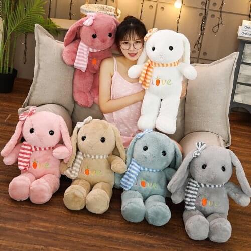 40-90cm Cute Long eared Rabbit Plush Toys Soft Stuffed Animal Doll Kids Girl baby playmate Sleep Partner birthday Xmas Gift