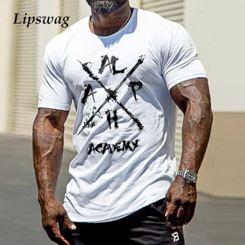Fashion Letter Print Short Sleeve T Shirts Men 2021 Summer Casual O-Neck Pullover Tops Male Gym Fitness Slim Tee Sports Clothing