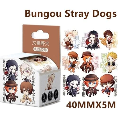 Cartoon Anime Bungo Stray Dogs Sticker Tape Toy Nakajima Atsushi dazai osamu Washi Tape Paper Hand Account Sticker 40mm X 5m