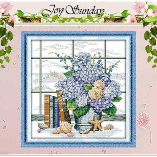 Blue Elegant Flowers Counted Cross Stitch 11CT Printed 14CT Cross Stitch Set wholesale Cross-stitch Kit Embroidery Needlework
