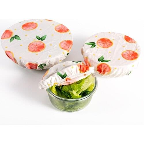 3pcs/pack Cotton Eco Printed Bowls Cover Fresh Keeping Lids Dish Cover Set 20cm 23cm 26cm 4 Colors