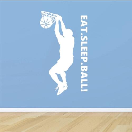 Basketball Sign Vinyl Wall Decal Sticker Art Decor For Bedroom Eat Sleep Ball Mural Sports Decal For Kids Room CX237