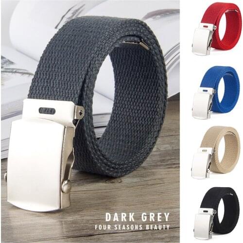 Fashion Men Women Canvas Waist Belt Ceinture Femme Couple Casual Metal Automatic Buckle Waistband New Wild Unisex Belts