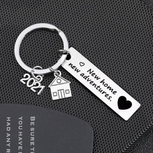 2021 New Beginning Congratulations Keychain Pendant Home Key Chain Housewarming Keyring Gift For New Homeowner House