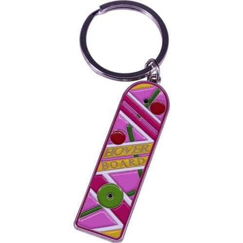 Back To The Future Marty McFly Hoverboard Keyring Pink Hover Board Keychain Time Travel Sci-fi Movie Fans Accessories