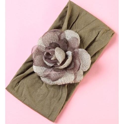 Cute 1PCS Baby Girls Lace Flower Nylon Headband Knot Elastic Newborn Toddler Turban Headwraps Kids Hair Accessories Gifts