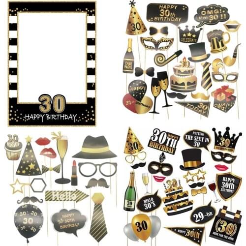 30 40 50 60 Year Birthday Photo Booth Props Adult Men Women Birthday Party PhotoBooth Props Frame Anniversary Decor Supplies